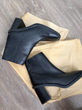 Aldo Black Leather Block Heel Ankle Booties